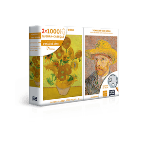 Quebra-Cabeca-Combo-1000-Pecas-Vincent-Van-Gogh-Retrato-e-Girassois-