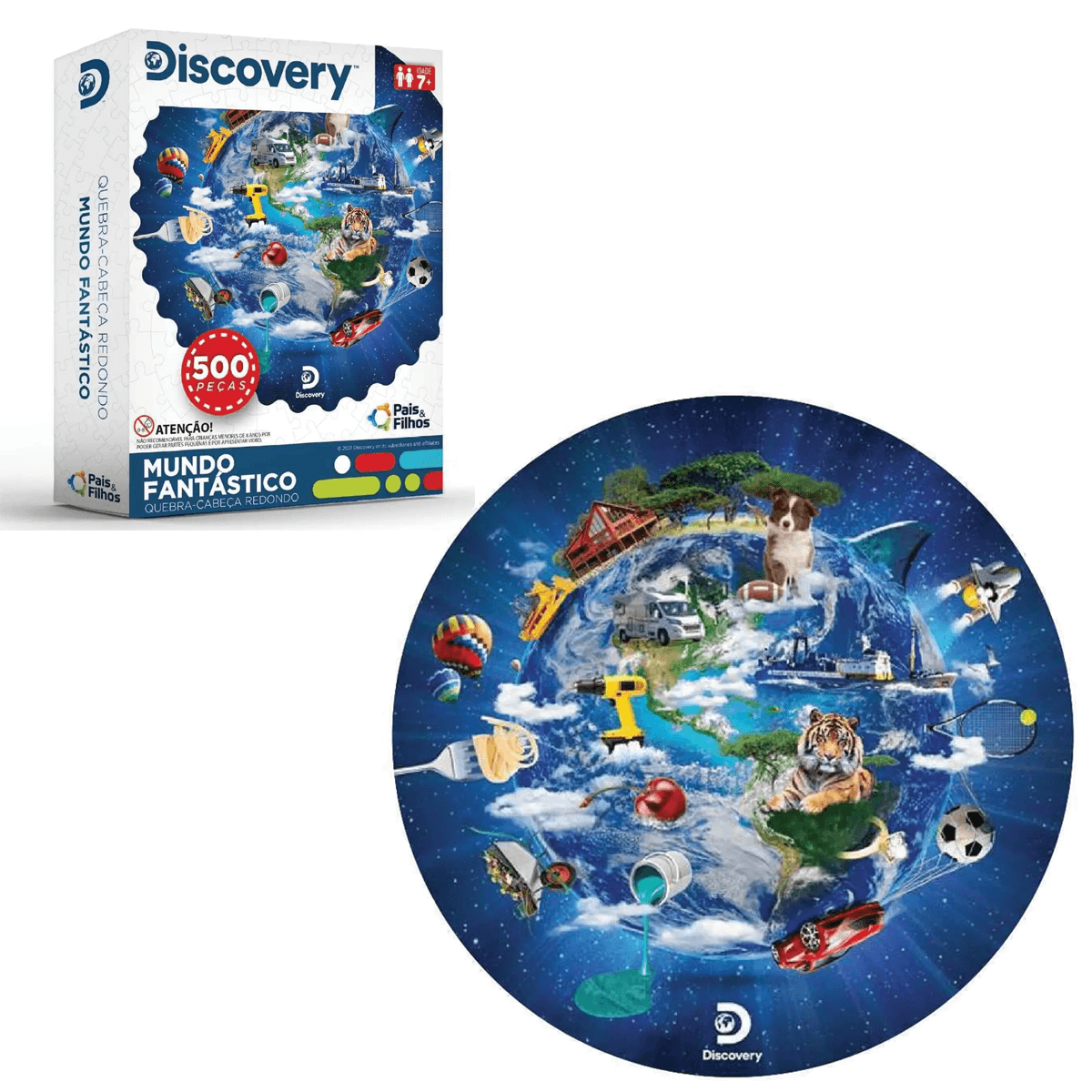 Quebra-cabeça redondo Discovery mundo fantástico 500 peças