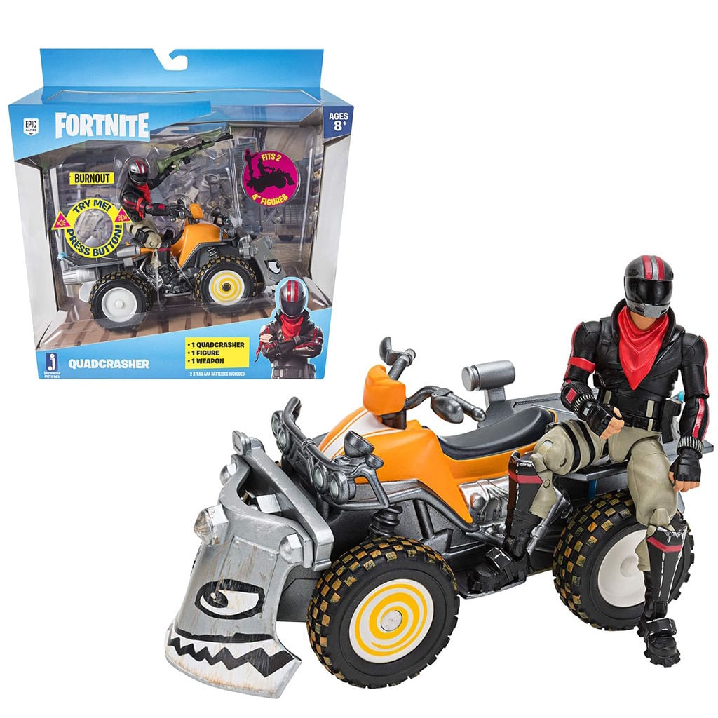 Veículo Roda Livre Com Figura Fortnite Quadcrasher E Burnout