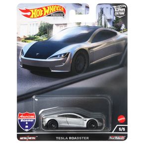Miniatura-Hot-Wheels-Premium-Tesla-Roadster-Cinza