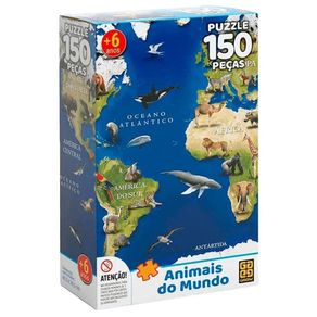 Quebra-Cabeca-150-Pecas--Animais-do-Mundo