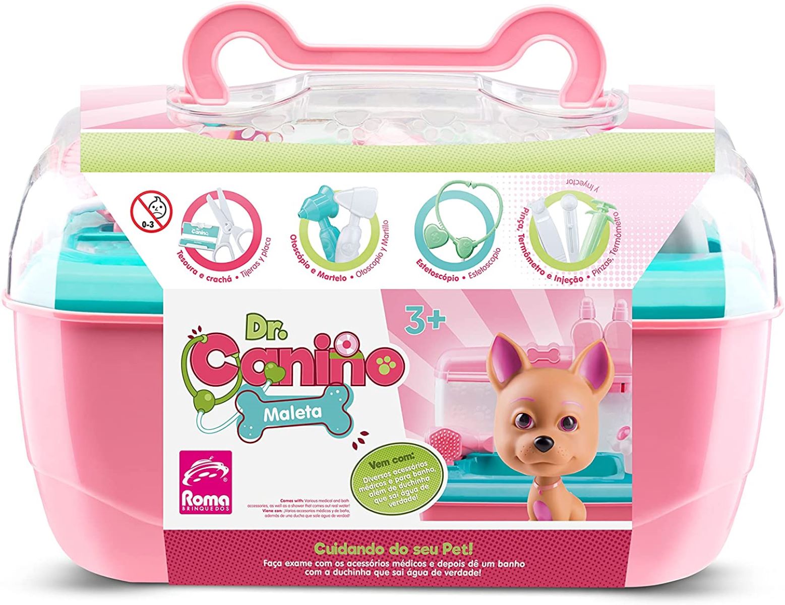 Maleta Infantil Dr. Canino Com Acessórios Rosa Roma Jensen 5510