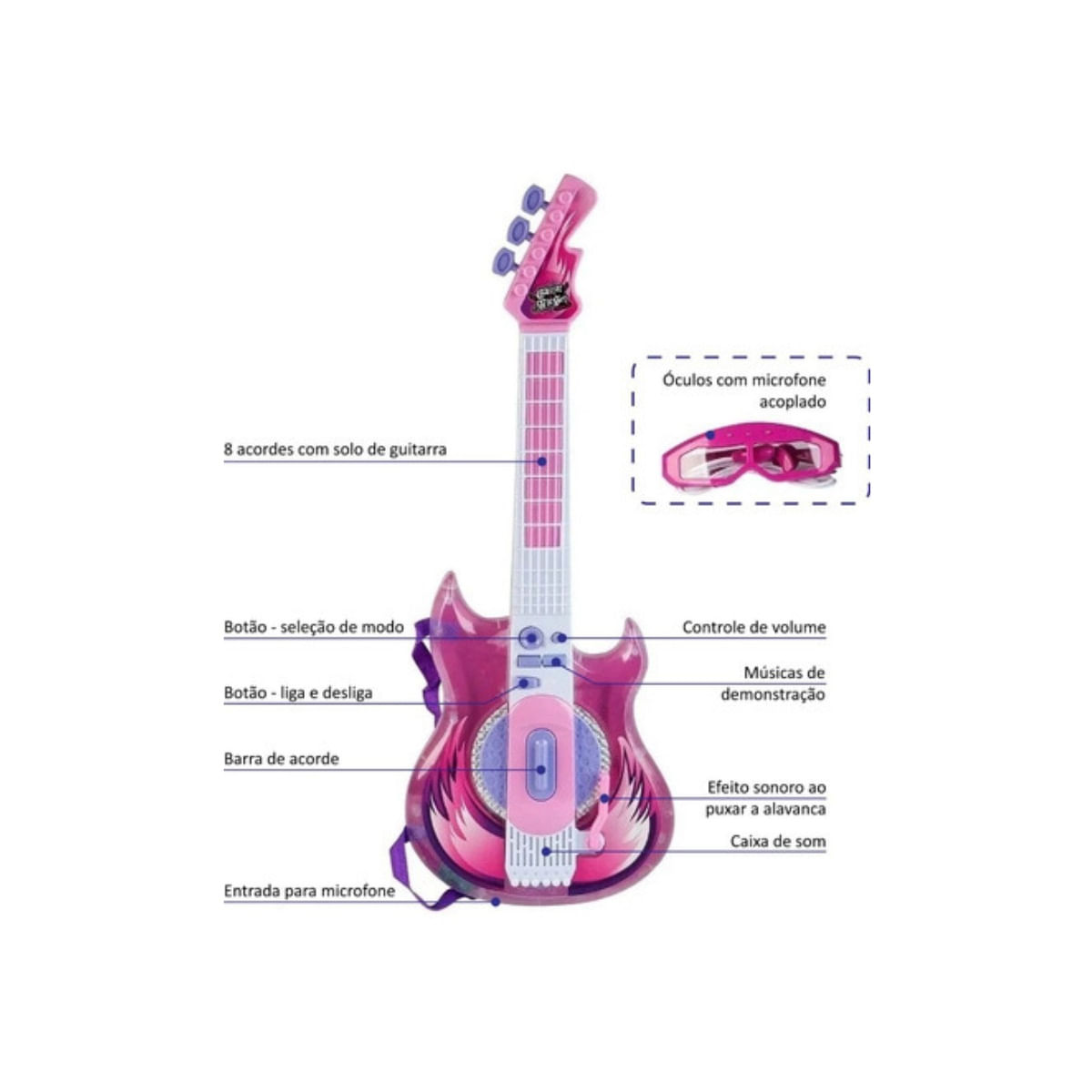 Guitarra Rock Star Rosa Zoop Toys Zp00756 - Bumerang Brinquedos