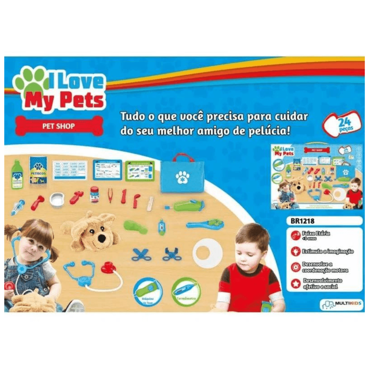 Conjunto Pet Shop 24 Peças I Love My Pets Multikids Br1218