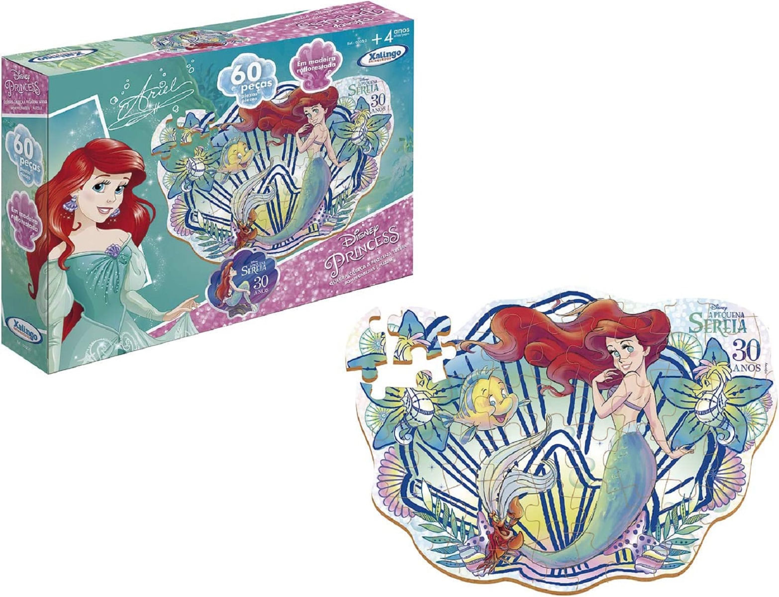 Quebra Cabeça Puzzle Disney Princesas Ariel 60 Peças Jak