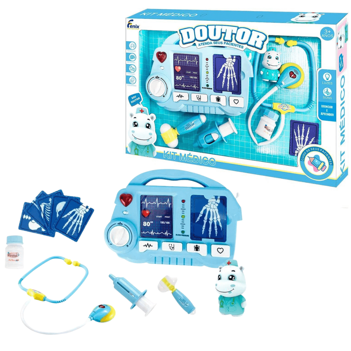 Kit Médico Azul Fenix Drx-810A - Bumerang Brinquedos