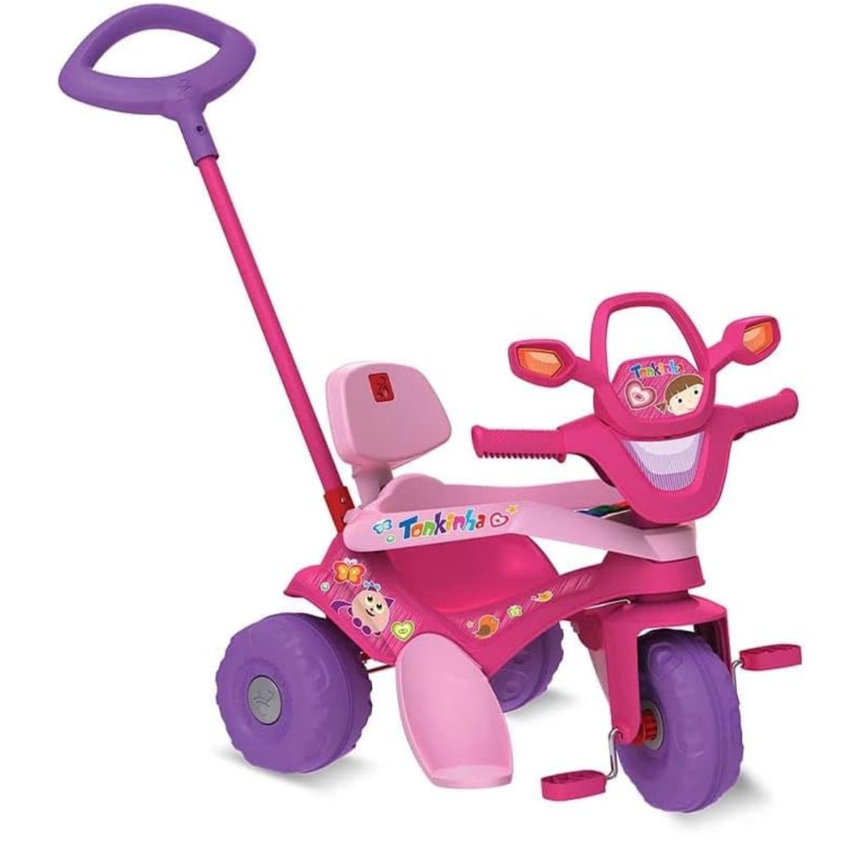 Triciclo Tonkinha Passeio E Pedal Rosa Bandeirante 854 - Bumerang