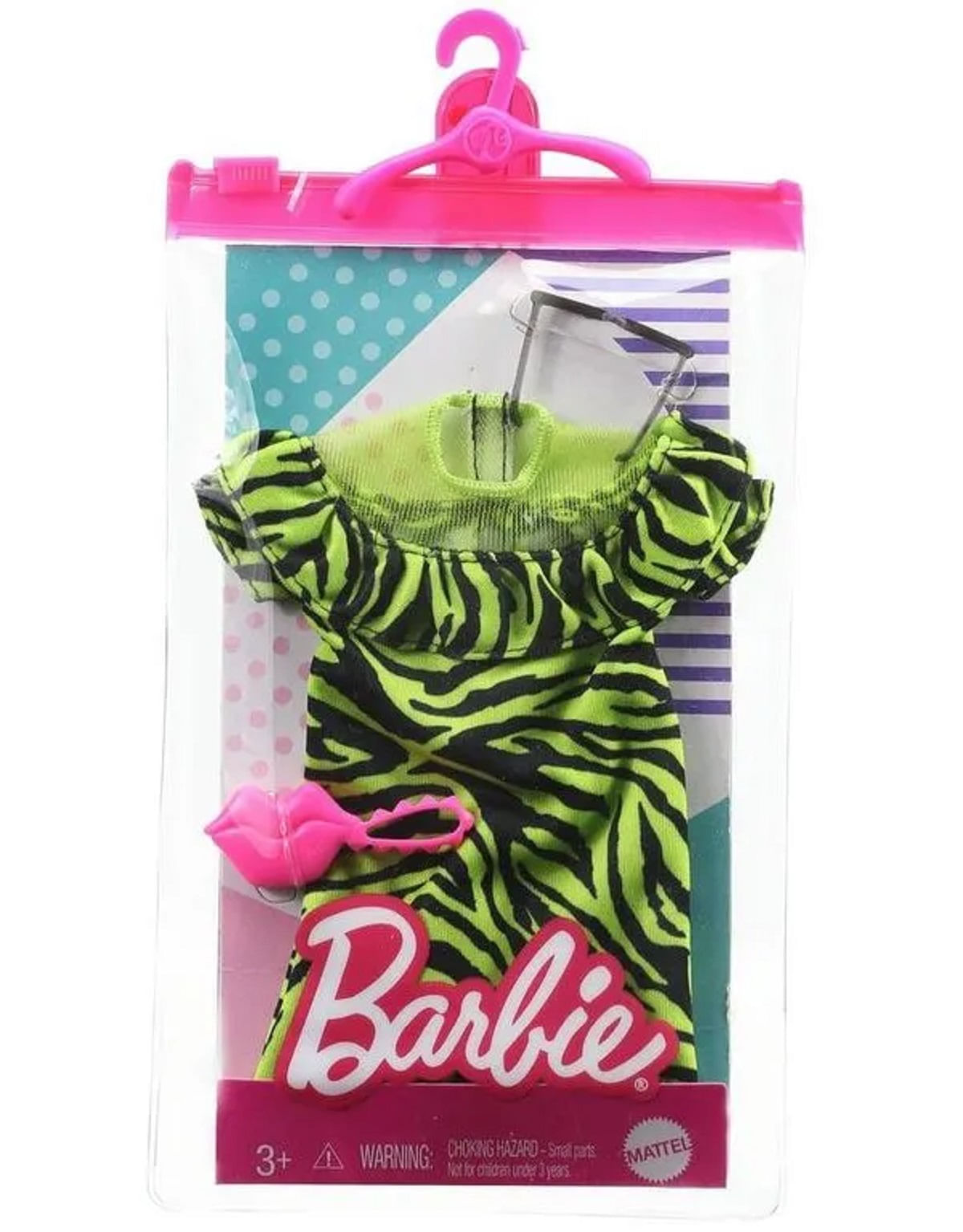 Roupa Barbie Vestido Animal Print Verde e Acessórios Mattel