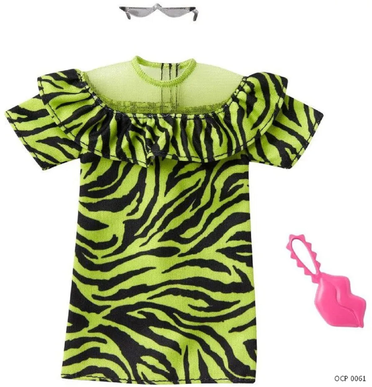 Barbie Roupas Vestido Verde Animal Print - Bumerang Brinquedos