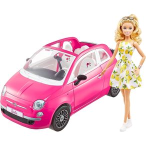 Barbie-Boneca-com-Carro-Fiat-Rosa
