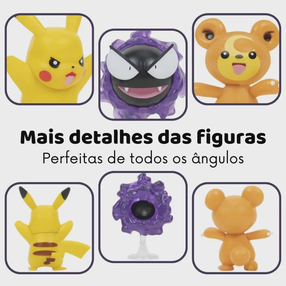 Conjunto de Mini Figuras - Pokémon - Chikorita e Pikachu - Sunny