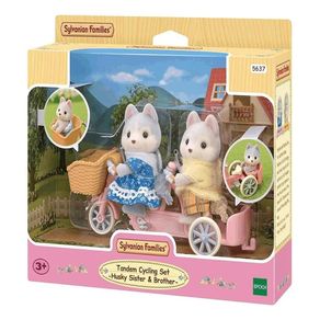 Sylvanian-Families-Conjunto-Bicicleta-Dupla-Irmaos-Huskies