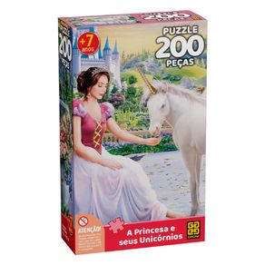 Quebra-Cabeca-200-Pecas-A-Princesa-e-seus-Unicornios
