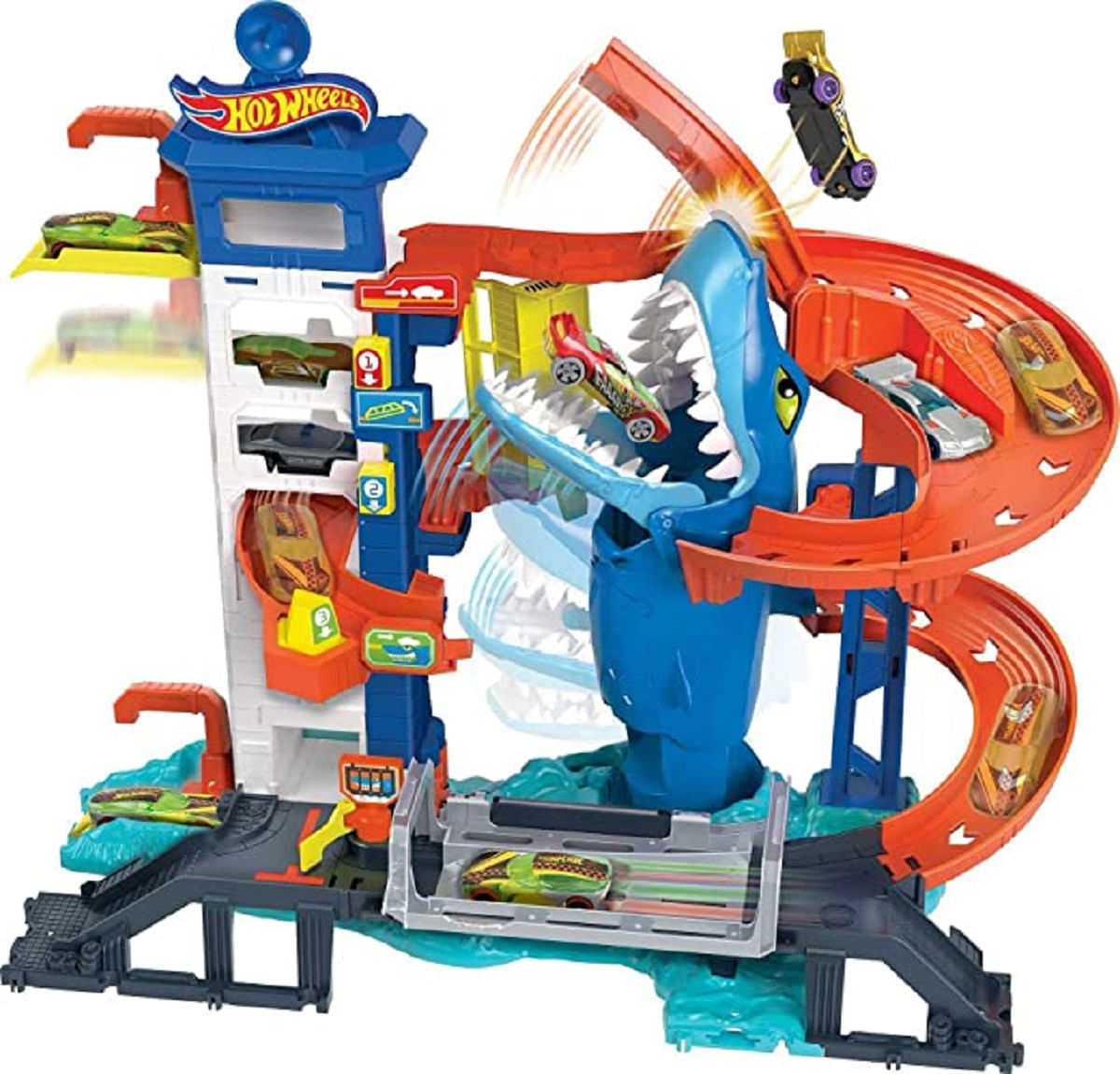 Original rodas quentes tubarão fuga pista acessórios crianças modelos  emocionante rico cena carro brinquedos para meninos dobrável mala de  armazenamento - AliExpress