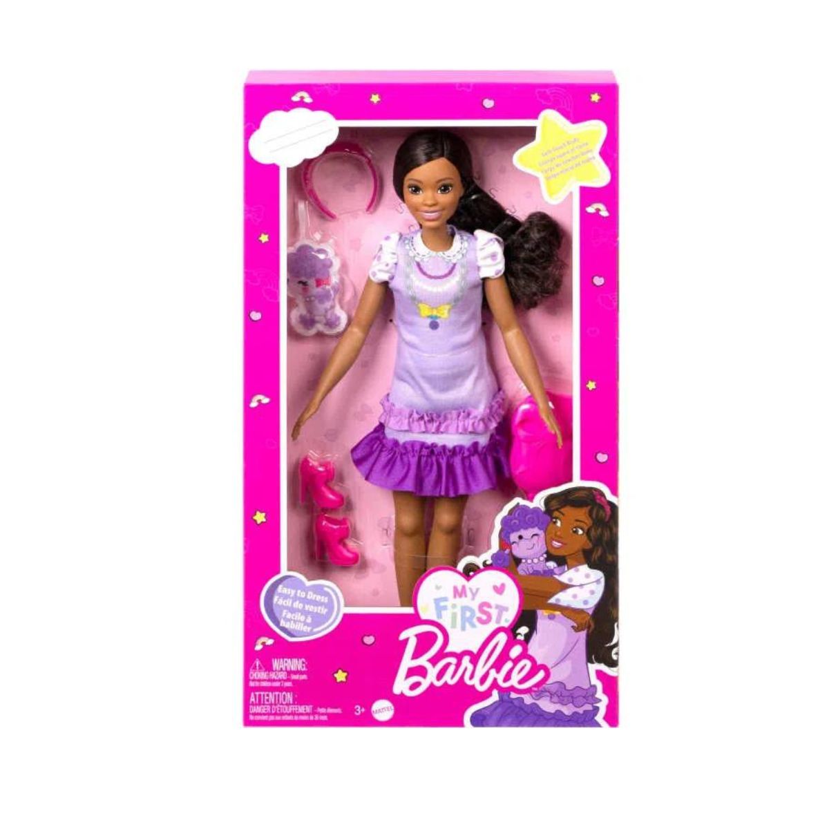 Barbie Roupas Vestido Rosa com Corações e Acessórios - Bumerang