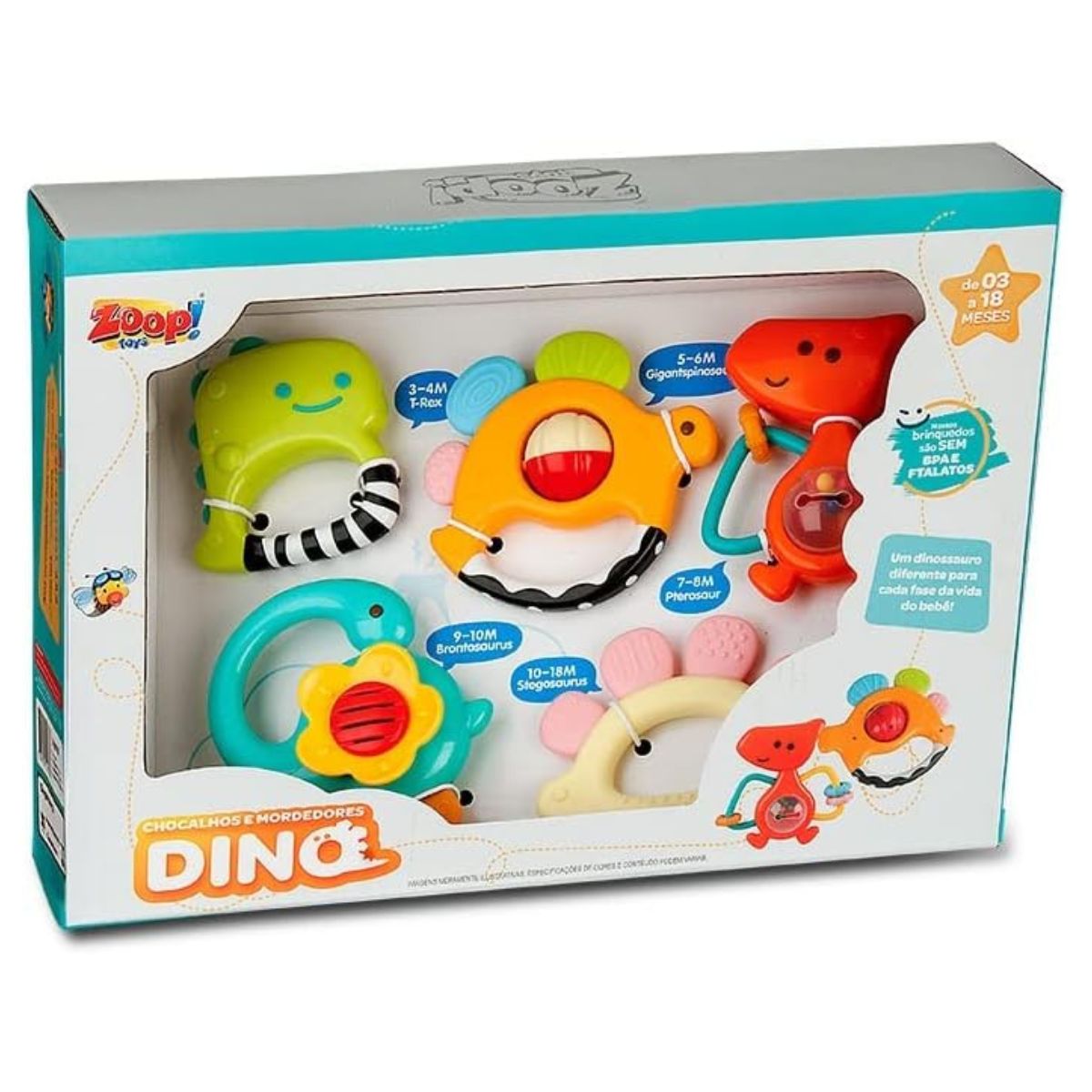 Conjunto De Chocalhos E Mordedores Dino Zoop Toys Zp00769