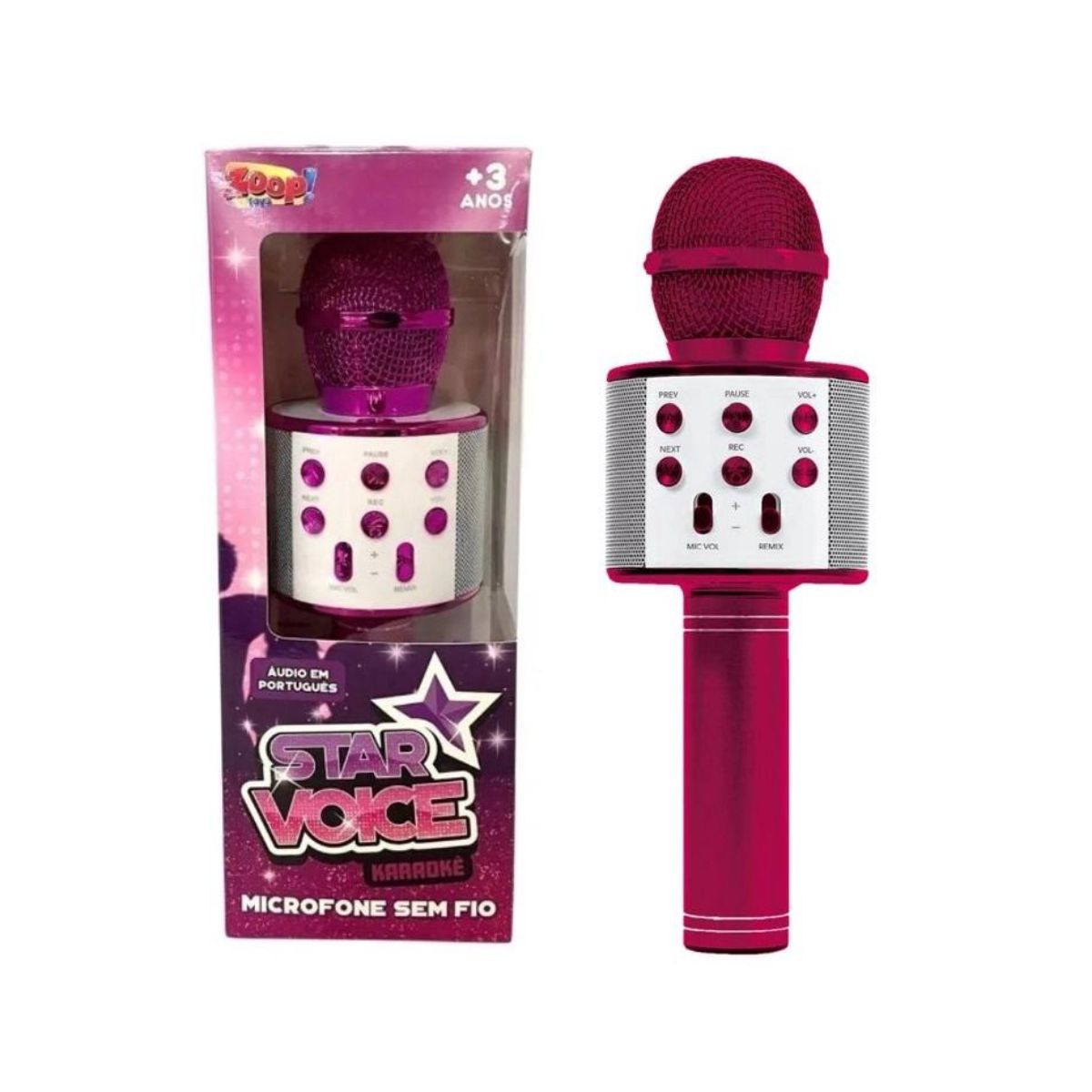 Microfone Bluetooth Rosa Star Voice Zoop Toys Zp00975 - Bumerang
