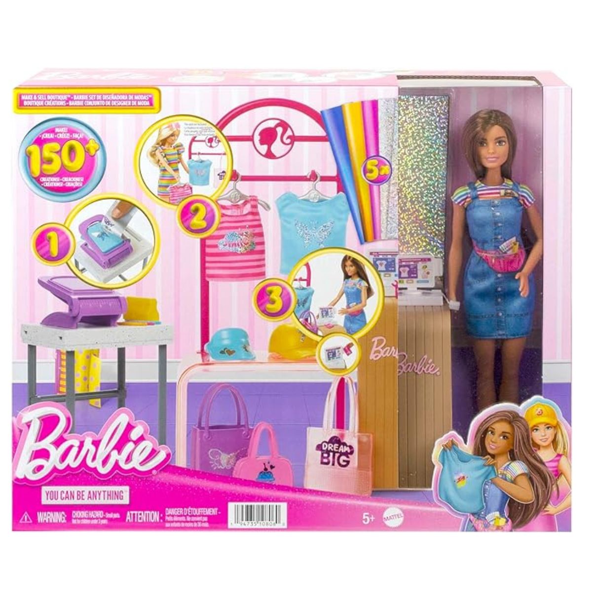 Jogo Criativo de Plasticina Barbie Fashion Boneca Paserelle de Moda 16 Peças