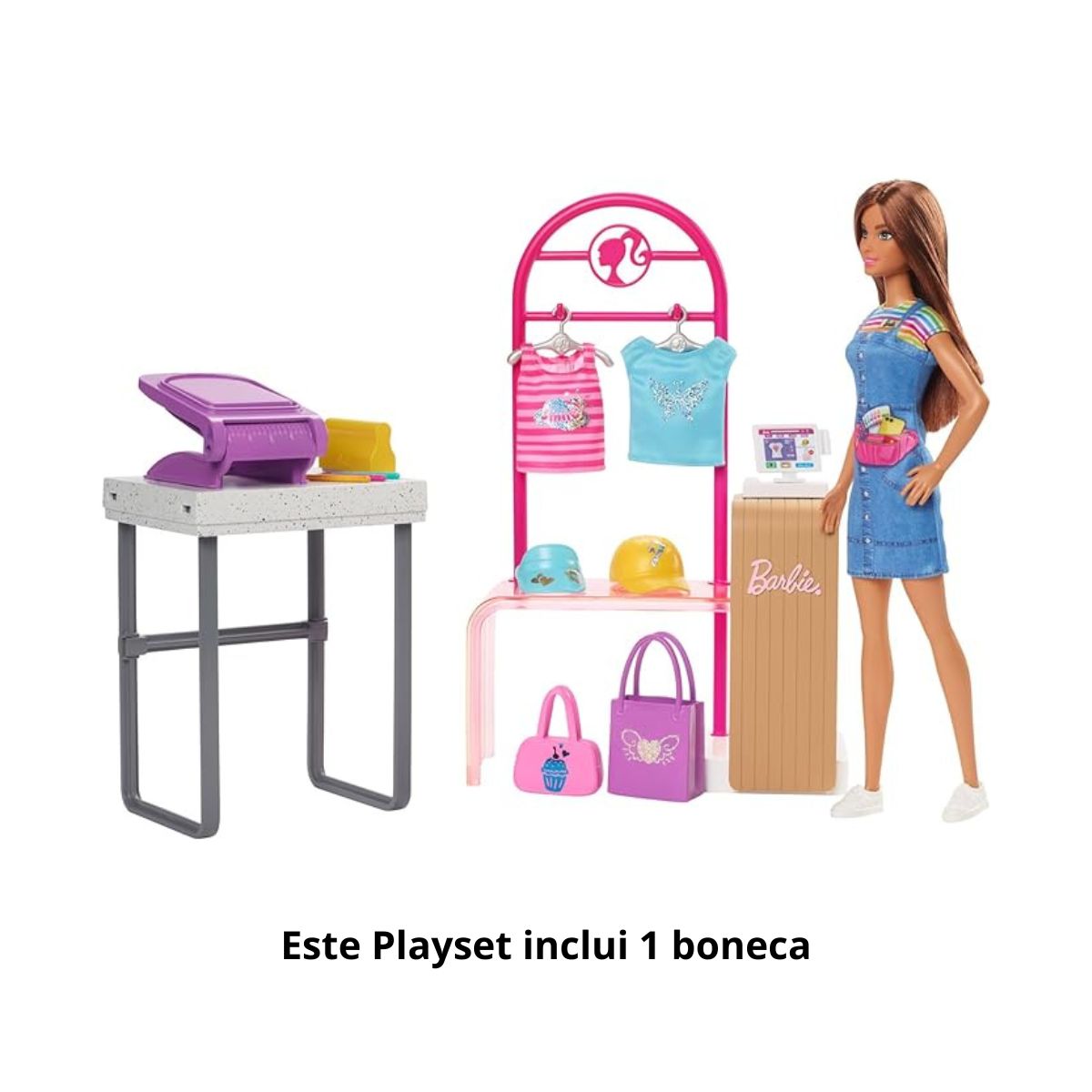 Jogo Criativo de Plasticina Barbie Fashion Boneca Paserelle de Moda 16 Peças