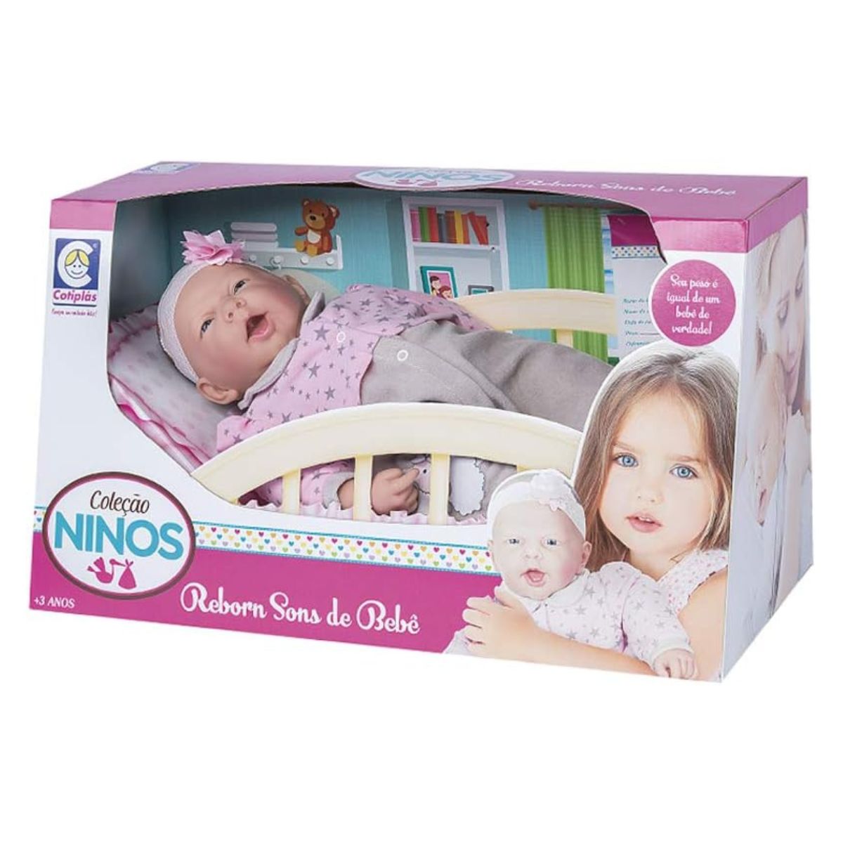 Boneca Ninos Reborn Com Boca Aberta Cotiplas 2211 - Bumerang Brinquedos