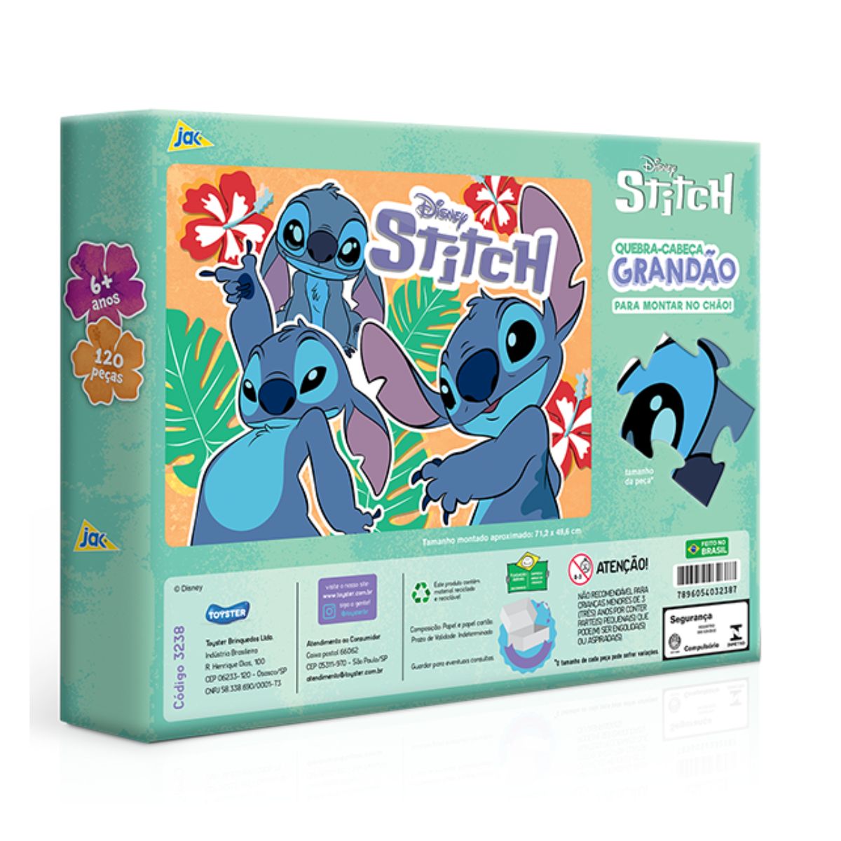 Quebra Cabeça Stitch 120 Peças Grandão Toyster 3238 - Bumerang