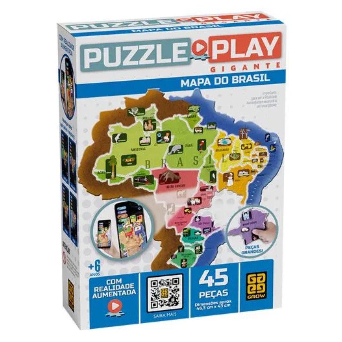 Quebra-Cabeça Peças Gigantes Mapa Do Brasil Grow 03635 Bumerang