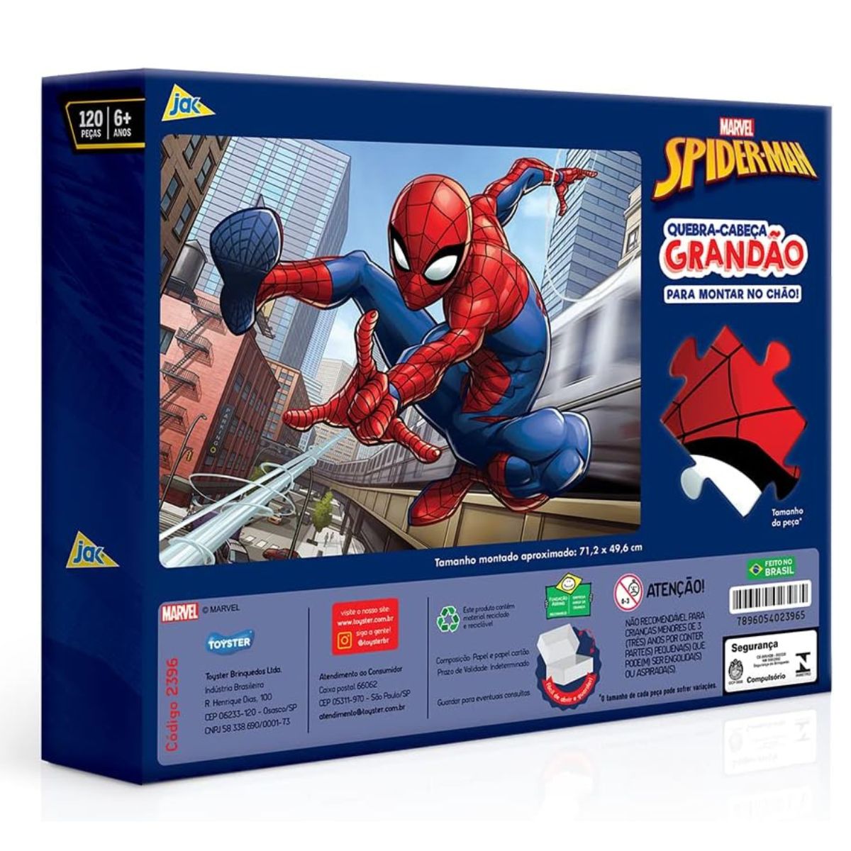 Quebra-Cabeça Grandão 120 Peças Homem Aranha Toyster 002396 - Bumerang  Brinquedos