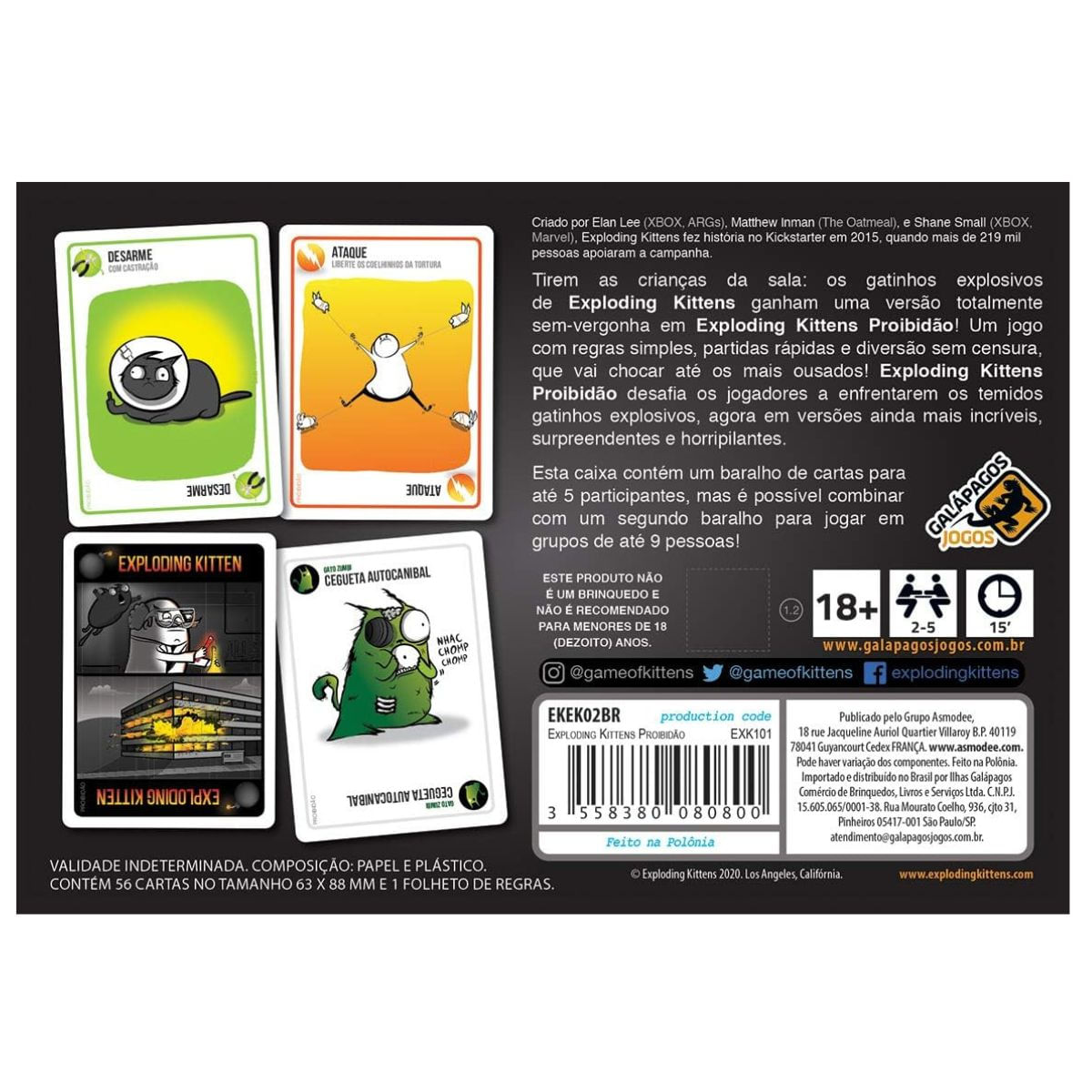 Jogo Exploding Kittens Proibidão Galápagos EXK101 - Bumerang